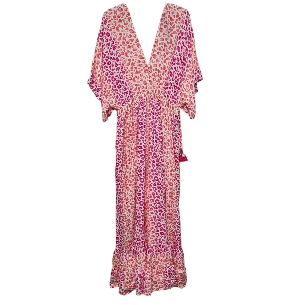 Coco + Carmen Pink Cheetah Print Flare Leg Farrah Jumpsuit NWT